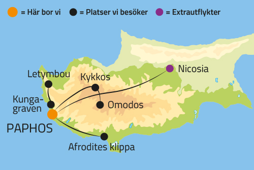 Geografisk karta över Cypern.